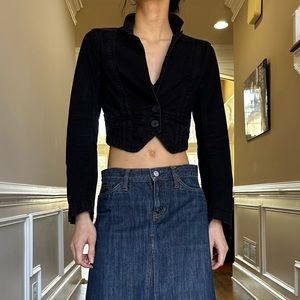 Cropped denim cardigan